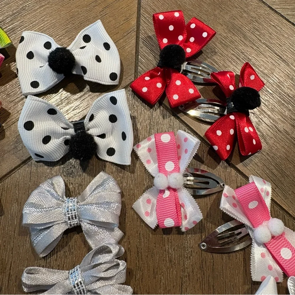 Handmade Colorful Bow Hair Clips Set for Girls